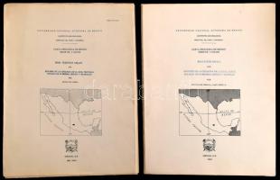 1981-1983 Mexikó, 2 db földtani térkép, kísérőfüzettel, spanyol nyelven, kiadói papírmappában, 1 : 100.000 / Carta geologica de Mexico / Geological map of Mexico, 2 maps with accompanying booklets