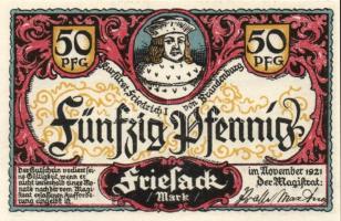 Német Birodalom / Weimari Köztársaság / Friesack 1921. 25Pf(3x) + 50Pf(3x) + 75Pf(3x) összesen 9klf ...