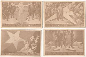 8 db RÉGI motívum képeslap: eszperantó művészlapok Ernesto Gebauer és Biczó szignóval / 8 pre-1945 motive postcards: Esperanto art postcards, signed by E. Gebauer and Biczó