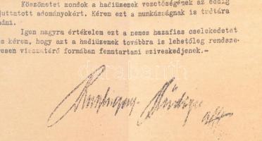 1942 Hadtestparancsnokság levele szeretetadományok ügyében