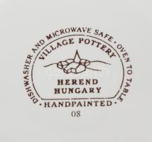 Herendi Village Pottery, majolika váza, kézzel festett kerámia. Jelzett. Kopásnyomokkal. M: 19,5cm