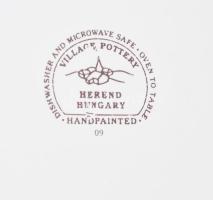 Herendi Village Pottery, majolika cukortartó, kézzel festett kerámia. Jelzett. Kopásnyomokkal. D: 13...