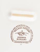 Herendi Village Pottery, majolika lapostányér és leveses, kézzel festett kerámia. Jelzett. Kopásnyom...