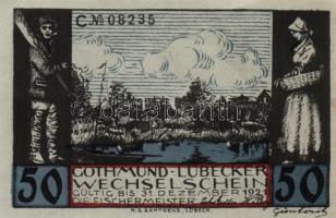 Német Birodalom / Weimari Köztársaság / Lübeck 1921. 50Pf(4x) + 75Pf(2x) 6klf db, teljes sor T:I