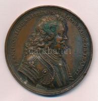 1889. "II. Rákóczi Ferenc" egyoldalas bronz emlékérem, peremén "1889" és "KB" jelzéssel, hátoldala fémmel kitöltve (50mm) T:2,2- patina, ü.