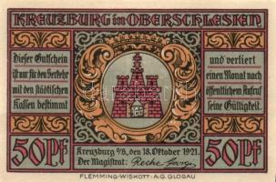 Német Birodalom / Weimari Köztársaság / Kreuzburg 1921. 25Pf + 50Pf(2x) + 75Pf(2x) 5klf db, teljes s...