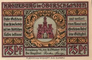Német Birodalom / Weimari Köztársaság / Kreuzburg 1921. 25Pf + 50Pf(2x) + 75Pf(2x) 5klf db, teljes s...