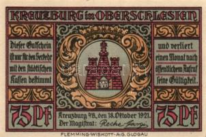 Német Birodalom / Weimari Köztársaság / Kreuzburg 1921. 25Pf + 50Pf(2x) + 75Pf(2x) 5klf db, teljes s...