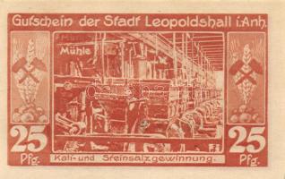 Német Birodalom / Weimari Köztársaság / Leopoldshall 1921. 25Pf + 50Pf + 75Pf 3klf db, teljes sor T:I