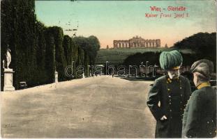 1908 Wien, Vienna, Bécs; Gloriette, Kaiser Franz Josef I / Montage with Franz Joseph I of Austria