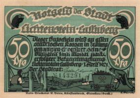 Német Birodalom / Weimari Köztársaság / Lichtenstein-Callnberg 1921. 50Pf(5x) 5klf db, teljes sor T:I