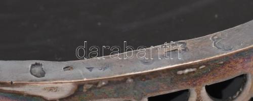 Ezüst (Ag) fűszertartó üveg betéttel. Jelzett. 8 cm br 75 g