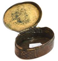Réz dobozka csont kámeával. 6x5 cm
