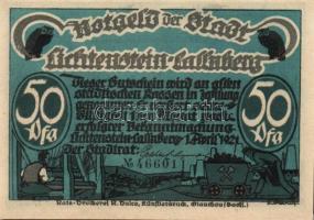 Német Birodalom / Weimari Köztársaság / Lichtenstein-Callnberg 1921. 50Pf(5x) 5klf db, teljes sor T:...