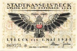 Német Birodalom / Weimari Köztársaság / Lübeck 1921. 50Pf(5x) 5klf db, teljes sor T:I