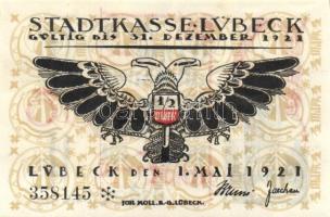 Német Birodalom / Weimari Köztársaság / Lübeck 1921. 50Pf(5x) 5klf db, teljes sor T:I