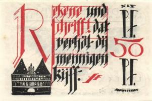 Német Birodalom / Weimari Köztársaság / Lübeck 1921. 50Pf(5x) 5klf db, teljes sor T:I