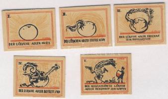 Német Birodalom / Weimari Köztársaság / Lübeck 1921. 20Pf(5x) 5klf db, teljes sor T:I