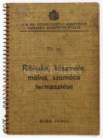 Horn János: Ribiszke, köszméte, málna, szederj, szamóca termesztése. Bp.,1938, Növényvédelem és Kertészet. Kiadói spirál-kötés, foltos borítóval, foltos címlapon intézményi bélyegzővel, helyenként kissé foltos lapokkal.