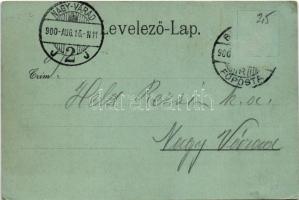 1900 Érsekújvár, Nové Zámky; Kossuth Lajos tér, Szálloda az Arany Oroszlánhoz, üzletek. Conlegner J....