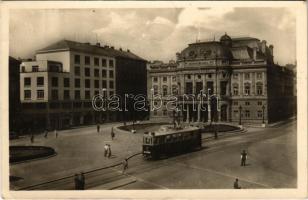 1946 Pozsony, Pressburg, Bratislava; Mestské divadlo / Városi színház, villamos / theatre, tram (Rb)
