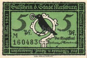 Német Birodalom / Weimari Köztársaság / Merseburg 1921. 5Pf + 10Pf + 20Pf + 50Pf(6x) összesen 10klf db, teljes sor T:I