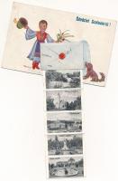 1943 Szolnok, magyar népviseletes leporellolap 10 képpel s: Klaudinyi (Rb)