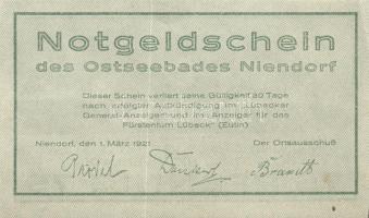 Német Birodalom / Weimari Köztársaság / Niendorf 1921. 25Pf + 50Pf + 75Pf 3klf db, teljes sor T:I