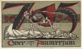 Német Birodalom / Weimari Köztársaság / Oberammergau 1921. 25Pf + 50Pf + 75Pf 3klf db, teljes sor T:...