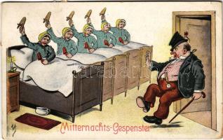 Mitternachts-Gespenster / drunk husband, angry wife humour. WSSB 31. (EK)