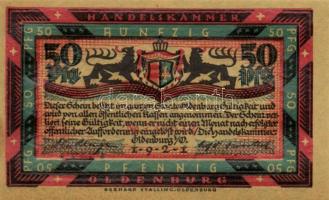 Német Birodalom / Weimari Köztársaság / Oldenburg 1921. 50Pf(6x) 6klf db, teljes sor T:I