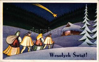1935 Wesolych Swiat! / Polish Christmas greeting art postcard