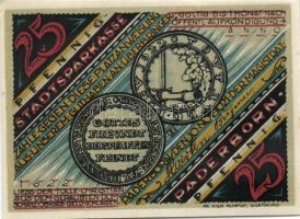 Német Birodalom / Weimari Köztársaság / Padeborn 1921. 25Pf + 50Pf + 75Pf + 1M + 2M 4klf db, teljes ...