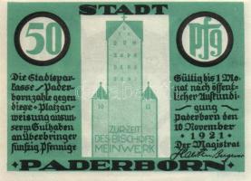 Német Birodalom / Weimari Köztársaság / Padeborn 1921. 50Pf + 75Pf + 1M + 2M 4klf db, teljes sor T:I