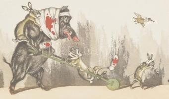 Boris O'Klein (1893-1985): Soir L'Ouverture. (Esti megnyitó) Karikatúra. Színezett rézkarc...