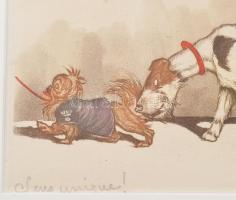 Boris O'Klein (1893-1985): Kutyasor. (Tacskó, Foxi, Buldog, Skót terrier stb.) Karikatúra. Szín...