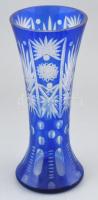 Kék ólomkristály váza, hibátlan, m:31cm