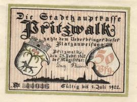 Német Birodalom / Weimari Köztársaság / Pritzwalk 1922. 50Pf(2x) + 75Pf(2x) + 1M(2x) + 1,50M(2x) + 2M(2x) összesen 10klf db, teljes sor T:I