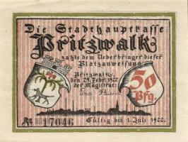 Német Birodalom / Weimari Köztársaság / Pritzwalk 1922. 50Pf(2x) + 75Pf(2x) + 1M(2x) + 1,50M(2x) + 2...