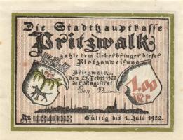 Német Birodalom / Weimari Köztársaság / Pritzwalk 1922. 50Pf(2x) + 75Pf(2x) + 1M(2x) + 1,50M(2x) + 2...