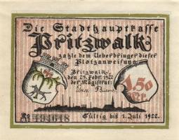 Német Birodalom / Weimari Köztársaság / Pritzwalk 1922. 50Pf(2x) + 75Pf(2x) + 1M(2x) + 1,50M(2x) + 2...