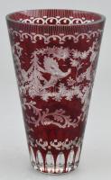 Bordó ólomkristály váza, hibátlan, m:18cm