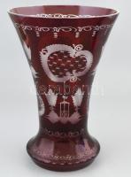 Bordó ólomkristály váza, hibátlan, m:30cm