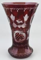 Bordó ólomkristály váza, hibátlan, m:30cm