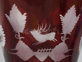 Bordó ólomkristály váza, hibátlan, m:30cm