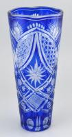 Kék ólomkristály váza, hibátlan, m:27cm