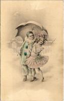 Children art postcard, couple. H.H.i.W. Nr. 829.