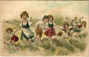 1908 Children art postcard. C. Andelfinger &amp; Cie. Kunstanstalt litho (EK)