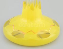 Bieder pohár, kézzel festett, több rétegű üveg, kopásnyomokkal, m: 20 cm