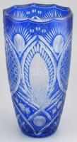 Kék ólomkristály váza, hibátlan, m:21cm
